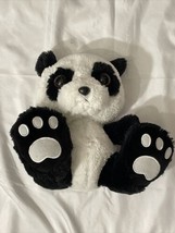 Panda Big Feet Aurora Plush Stuffed Animal Toy Bear Black White Soft 9&quot; Eyes - £10.84 GBP