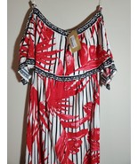 New Flying Tomato Womens Small Dress  Maxi Long Floral Red Black Off Shoulder - $18.69