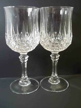 Cristal d&#39;Arques stemmed wine glass x 2 Longchamp pattern 5.75 oz - £11.76 GBP