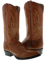 Mens Cognac Western Wear Cowboy Boots Ostrich Skin J Toe Botas Vaquero - £143.84 GBP
