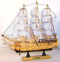2 WOODEN SAIL SHIP 13 IN boats WOOD ships decor wind sails new model boat toy - £18.97 GBP