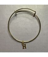 Letter H Initial Dangle Charm Gold Tone Bangle Bracelet - $127.49 MXN