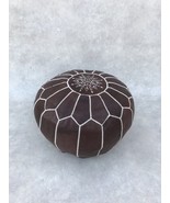 Brown Moroccan Leather Pouf Cover - $130.00+