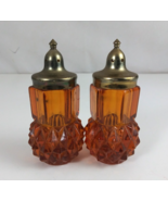 Vintage Anchor Hocking Indiana Glass Diamond Point Amber Salt &amp; Pepper S... - €10,06 EUR