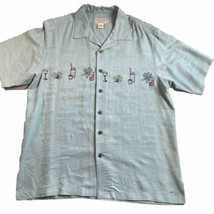 BOCA CLASSICS Shirt Men&#39;s Large Island Wear Hawaiian Leaf Print Silk  Bu... - £13.42 GBP