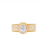 22ct Yellow Gold Halo Three Row Pave Set Ring 8.5mm Width - $1,971.35 CAD