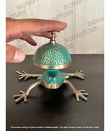 Nautical Brass Green Frog Desk Bell Antique Table Calling Bell Hotel Des... - $42.08