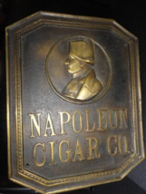 NAPOLEON CIGAR CO Antique Bronze Ad Sign Plaque Measures 17.5&quot; H x 14.5&quot; W 28 lb - £1,176.01 GBP