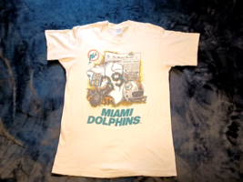 Vintage 90s Miami Dolphins T Shirt Mens Size Large Front Pages Newspaper... - £29.81 GBP