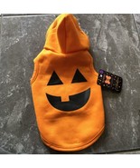 Halloween Dog Orange Pumpkin Hooded Shirt Fleece Lined Costume Size Smal... - $9.26