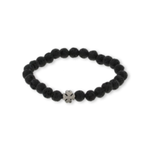 Natural Lava Stones Greek Orthodox Cross Elastic Bracelet Prayer Rope 6mm - $112.31 MXN