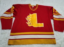 VTG MASKA Detroit Livonia? L Flames Minor Hockey XL Jersey #12 Michigan Made USA - £16.57 GBP