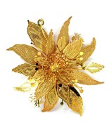 1998 Poinsettia Danbury Mint Christmas Ornament Gold Plated - £19.87 GBP