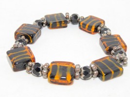 Fashion Tiger Stripe Bracelet Glass Beads Beaded Elastic - £5.98 GBP
