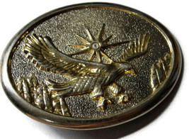 Flying Eagle Belt Buckle Silver Tone Western Oval Sun Peaks - £16.53 GBP