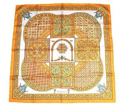 Hermes Schal Ciels Byzantins Seide 90 cm Orange Carre Schal Stola - £292.60 GBP