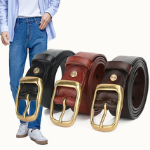 Full Grain Cow Leather Mens Belt for Jeans 1.3&quot; Width Classic Casual Style - $27.55