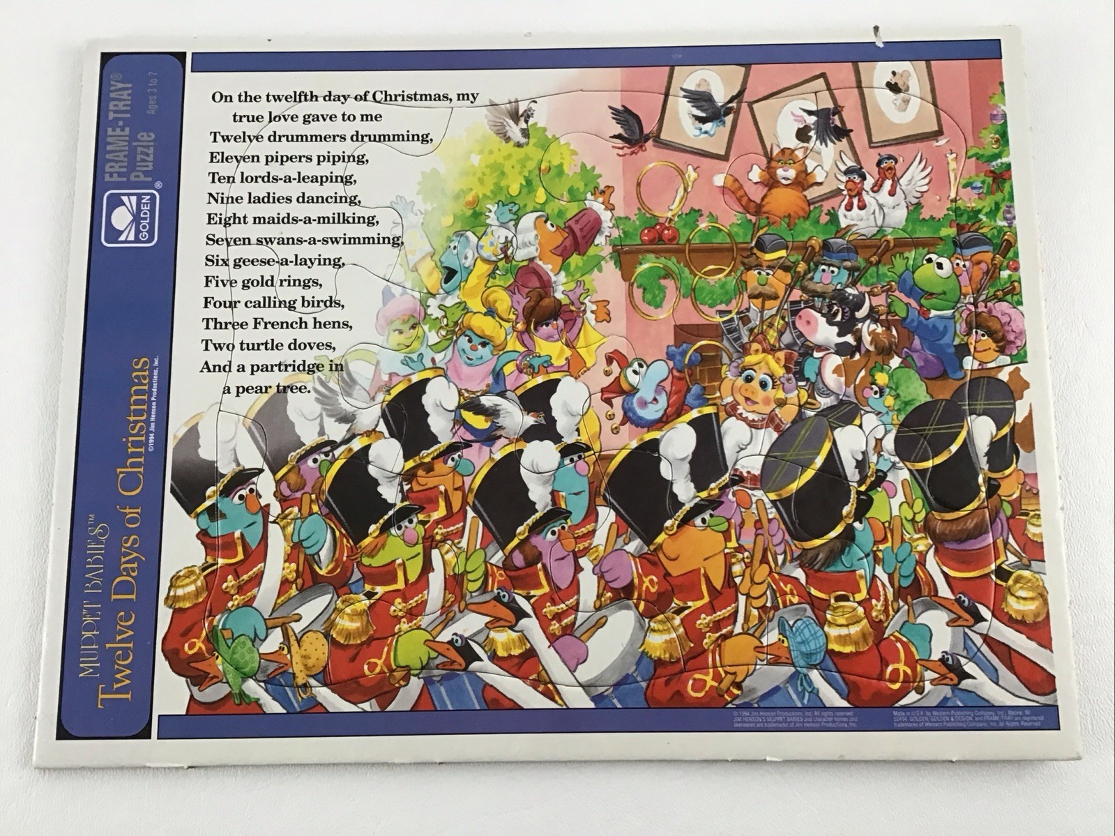 Muppet Babies Twelve Days Of Christmas Frame Tray Puzzle Jigsaw 12th Day... - $14.80