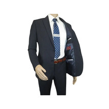 Men Suit BERLUSCONI Turkey 100% Italian Wool Super 180's #Ber29 Navy Blue Stripe image 4