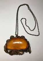 Vintage Large Butterscotch Baltic Amber Nugget Pendant Necklace &amp; Chain 67g - £312.86 GBP