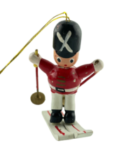 German Christmas Ornament Skiing Soldier Handmade Hand Painted - $14.45