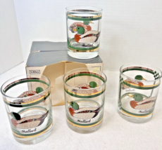 VTG 4 Libbey Glass Mallard Duck Hunting Bar Whiskey Low Ball Glasses 14oz Boxed - $32.18