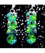 Green LOVELY CRYSTAL DROP/DANGLE EARRINGS 2&quot; - €9,47 EUR