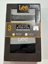 Lee Men&#39;s Active Stretch Boxer Briefs Size XL 3 Pack Black Gray Green Br... - $14.79