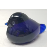 Cobalt Blue Bird Figurine Handcrafted Glass Stout Hefty MCM Vintage - $18.95