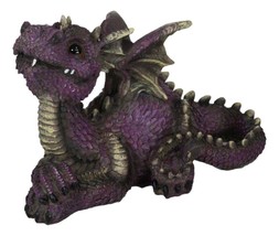 Whimsical Purple Comical Garden Dragon In Repose With Crossed Arms Figurine - $33.99