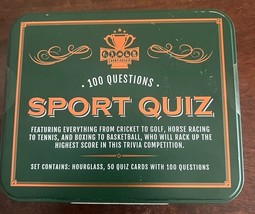NEW SEALED - Trivia Quiz Game - SPORTS 100 Questions w/Sand Timer &amp; Tin Box - $12.86