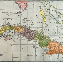 Cuba Map Lithograph 1909 Hammond Art Print Havana LGADMap - £32.68 GBP