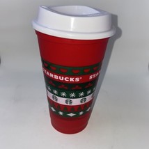 Starbucks 2014 Reusable Red Christmas 16 oz Coffee Cup Holiday Travel Mu... - £6.30 GBP