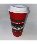 Starbucks 2014 Reusable Red Christmas 16 oz Coffee Cup Holiday Travel Mu... - £6.19 GBP