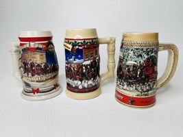 Mugs Budweiser Stein Clydesdales Christmas 2001-2003 Lot Of 3 Holiday - £30.22 GBP