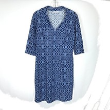 Womens Size Medium Jude Connally Blue Geoprint Geometric Collared Shirt Dress - £45.32 GBP