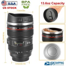 2Pcs Camera Lens Coffee Cup 24-105 Coffee Travel Mug Stainless Steel Leak-Proof - £35.16 GBP