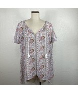 Liz Claiborne Woman 0X Sheer Shirt Sparkles Ties Vertical Floral Print S... - £15.63 GBP