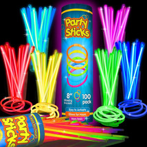 Party Glow Sticks Bulk Party Favors 100pk - 8&quot; Glow in the Dark Party Supplies - £7.83 GBP