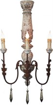 Sconce Light Wall Decorative Drops 3-Arm Oxidized Metal Distressed Antique - £437.48 GBP