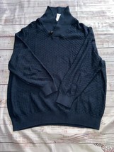 Oak Hill Shawl Collar Sweater Mens 3XL Long Sleeve Cotton Navy Blue NWT - $36.00