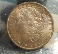 1885-O Morgan 90% Silver Dollar Bu With Obverse &amp; Reverse Rim Toning - £46.28 GBP