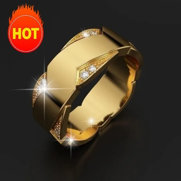 14K Gold Rings for Man Love Promise Gentleman Bridegroom Wedding Luxury Jewelry  - £27.87 GBP