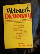 Webster&#39;s Dictionary Edited By John Gage Allee 1984 (1977) Paperback Vintage - £5.52 GBP