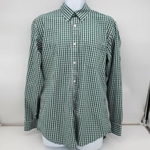 Lands End Mens Button Down Shirt Size 16-35 Traditional Fit Green Long Sleeve - £11.87 GBP