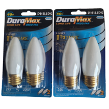 4- Philips Duramax Light Bulb White Long Life 40W Medium Base Ceiling De... - $234.38 MXN