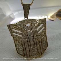 Men&#39;s Transformer Real Moissanite Pendant Charm 2.20 Ct 14K Yellow Gold Plated - £118.39 GBP