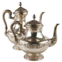 SPANISH SILVER TEAPOT &amp; COFFEE POT MARKED D. GARCIA - $4,407.43