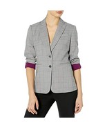 $139 Tahari ASL Women&#39;s 2 Button Roll Sleeve Jacket Grey Mulberry Lurex ... - $38.88 CAD