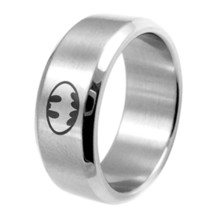 8mm Brushed Stainless Steel Batman Fashion Ring (Silver, 9) - £8.56 GBP